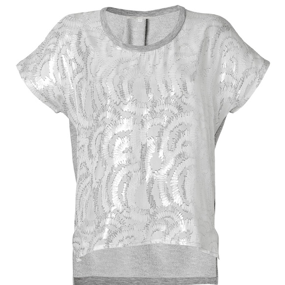 Maje Amanda Metallic Silver Sweatshirt Top - Picture 2 of 8